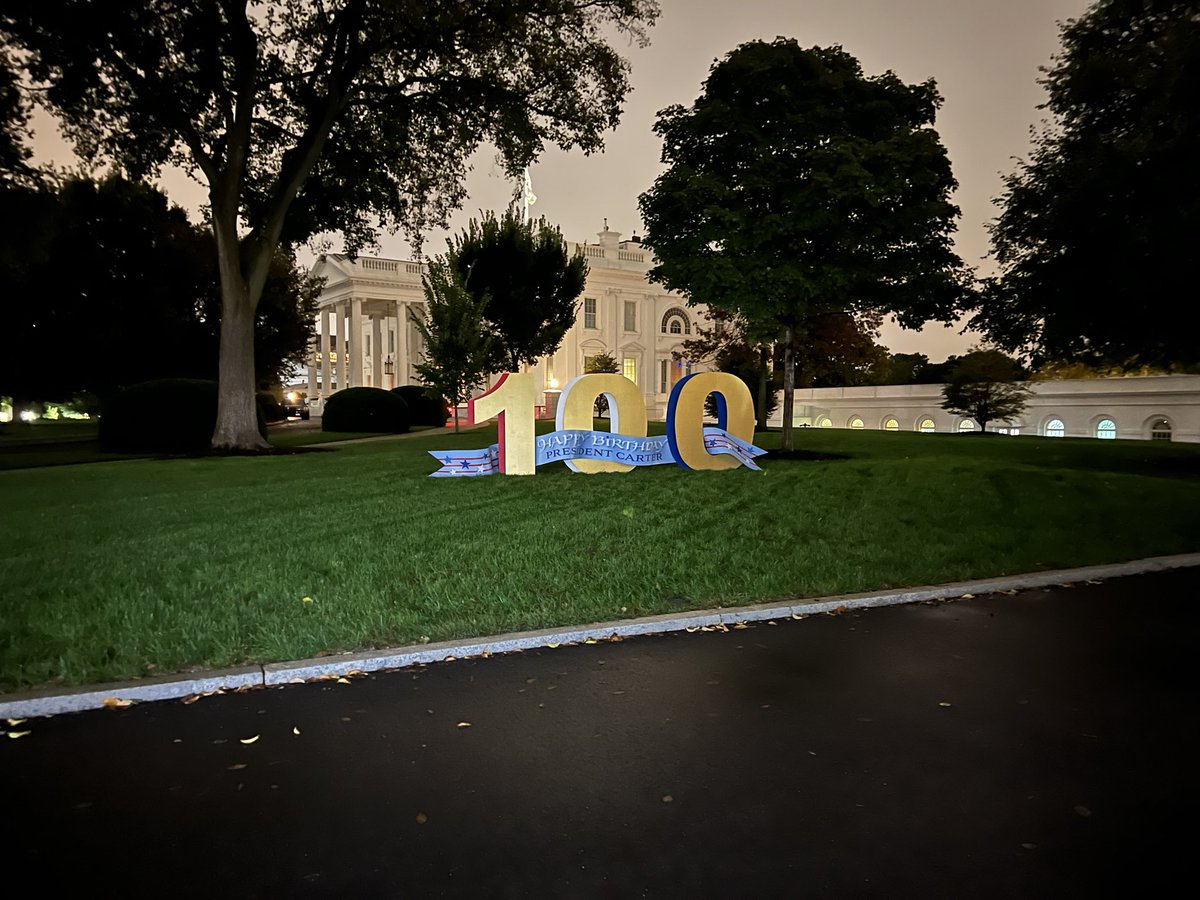 In honor of President Jimmy Carter’s 100th birthday, the WH is displaying a “100” commemoration on the North Lawn <a href="/FoxNews/">Fox News</a>