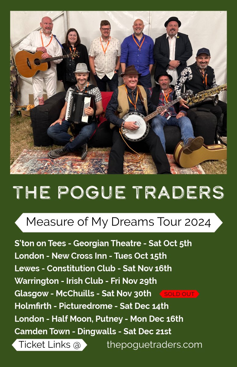 Catch the <a href="/PogueTraders/">Pogue Traders</a> on their “Measure of My Dreams” winter tour 2024 all #ThePogues classics keeping Shane’s spirit alive 
See you at the bar