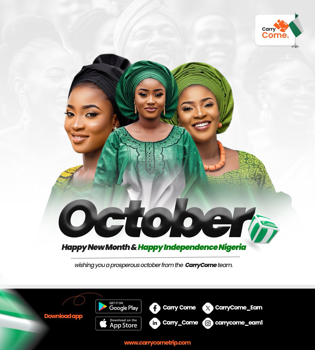 CarryCome_Earn's tweet photo. Happy Independence Day, Nigeria! 🎉 At Carry Come, we believe in the power of connection. As we celebrate 64 years of freedom, we’re reminded that every parcel we deliver brings us closer as a nation💚

#NigeriaAt64 #CarryCome #IndependenceDay #ConnectingPeople #ProudlyNigerian https://t.co/8MK692Gzur