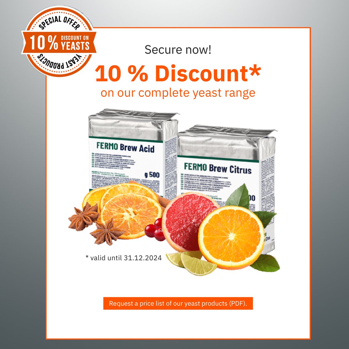 📣 Simply the BEST for Brewers! AEB’s premium yeast products  now available from BESTMALZ  in convenient 500g packs. 🎉 Special Offer until the end of 2024r: Get 10% off and take your brewing to the next level! #Bestmalz #AEB  #maltitup #SimplyTheBest
bestmalz.de/en/yeast/