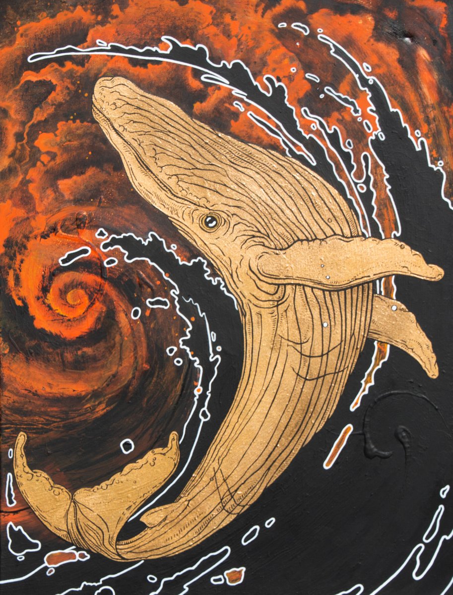 Have you seen that #whale before?  🐋 

And do you know the artist behind this stunning #artwork? 👀 

btc4art.com/product/golden…

#btc4art #Bitcoinwhale