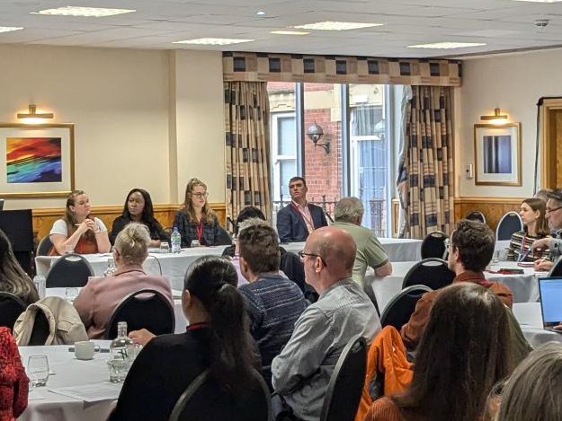 NEA_UKCharity's tweet photo. At our #PRSConference our first panel includes Vanya Leslie  @ReedPartnership, Emma Lewins,  @sosukcharity and Conor O'Shea @genrentuk. They discuss the challenges those in the private rented sector face, including asylum seekers, students and those who are of pension age. https://t.co/5VgE7JwNzN