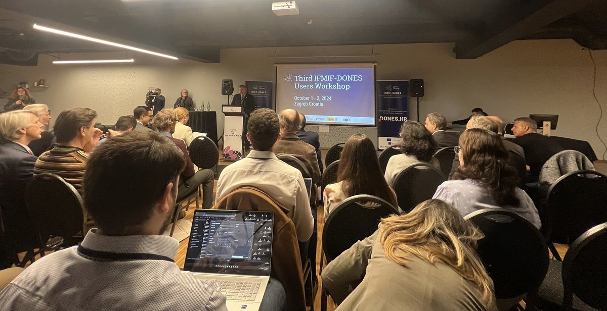 🇪🇺🇭🇷🇪🇸 Successful first day of the III DONES Users Workshop, held in Zagreb (Croatia).

More than 6️⃣0️⃣ people attended the morning sessions, opened by Zrinka Ujević (🇪🇺); <a href="/JuanGBarba/">Juan González-Barba</a> (🇪🇸); David Matthew Smith (<a href="/institutrb/">Ruđer Bošković Institute</a>) and Ángel Ibarra (<a href="/IFMIF_DONES/">IFMIF-DONES</a>).