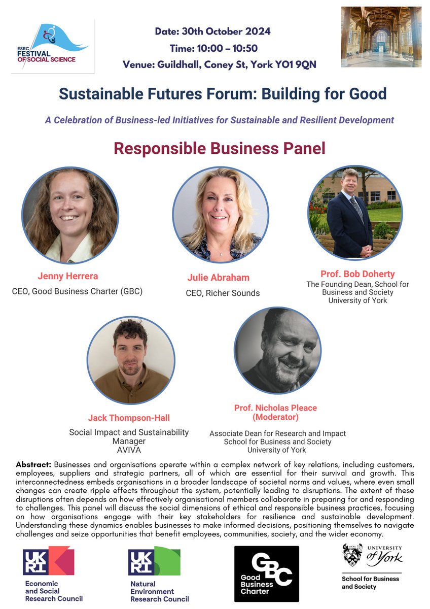 📢 Registration Now Open!  
📅 Date: 30th October, 2024
📍 Location: Guildhall, York
👉 Register today and join us in building a better, more sustainable future!
sites.google.com/york.ac.uk/sff…
#SustainableFutures #BuildingForGood <a href="/UoY_SBS/">School for Business and Society 🏫</a> <a href="/GBCharterUK/">Good Business Charter</a>