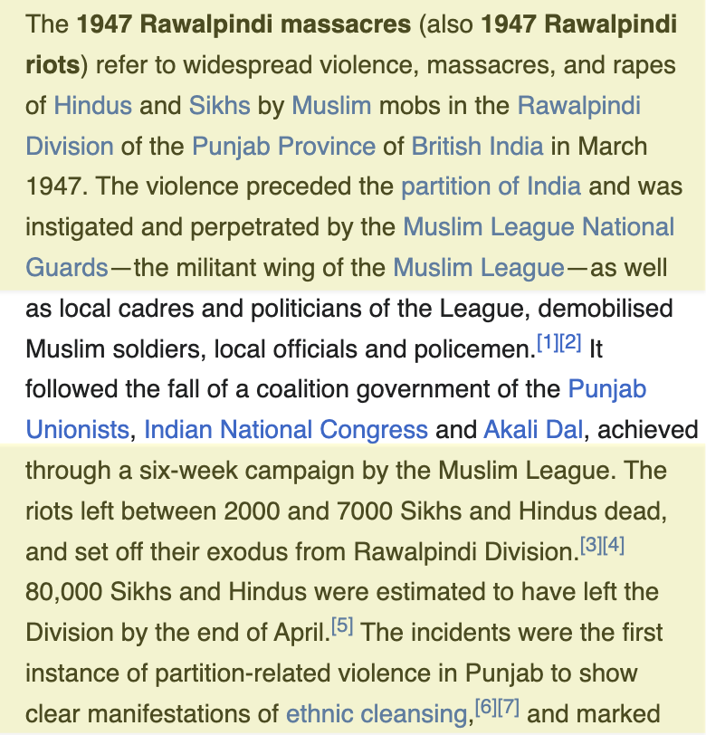 MumukshuSavitri's tweet photo. Dosanjh - you shameless lump of crap, these borders were made not by politicians but by the Muslim mobs of Pakistan whom you are trying to kiss upto. In March 1947, Muslim mobs raped, tortured and massacred over 7000 Sikhs & Hindus in the Rawalpindi massacres. So many Sikh & Hindu women were raped that they started jumping into wells to escape the horror. Sikh eyewitnesses describe their despair because the wells were so filled to the top with women's and girls bodies, that some could not even commit suicide. Gurudwara after Gurudwara was subjected to massacre. Temples and homes of Hindus were turned into hellish furnaces to roast the living who were tied up inside their homes by the Muslim mobs before setting fire to them.

Over 80,000 Sikhs & Hindus were forced to flee due to ethnic cleansing and genocidal persecution by the Muslims of what would later become Pakistan.  Jinnah never once condemned it. This event marked an irreconcilable turnpoint after which Partition became inevitable. 

Enjoy cosying up to the very Qaum which murdered and dishonored your own ancestors - you pathetic worm.