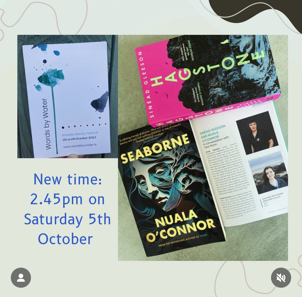 Join me and Sinéad Gleeson in Kinsale, talking to Tara Flynn about our new novels.  Book online at wordsbywater.ie
<a href="/wordsbywater/">KinsaleLitFestival</a> #hagstone #seaborne #wordsbywater #kinsalefestivals