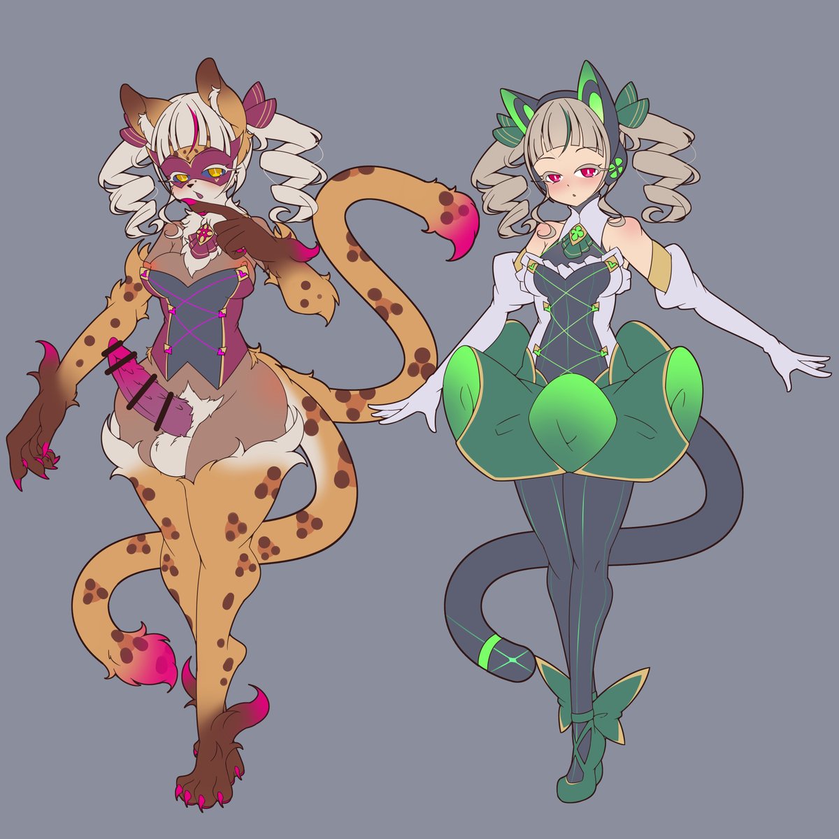 変身ヒロインちゃん、ふたなり悪堕ちケモノ怪人化
クロヒョウとヒョウの2パターンを考えてみました 