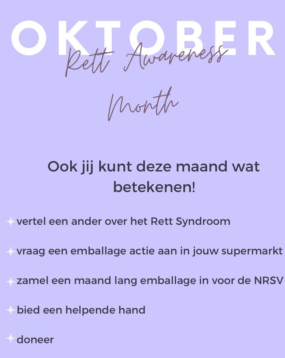 Wat je kunt doen als je een gezin of alle gezinnen met een kind met Rett syndroom een warm hart toe draagt? Zie deze poster, gemaakt door een ouder. 
Je kunt ook zeker eenmalig een donatie doen, via rett.nl/draag-bij/
Heel hartelijk dank!