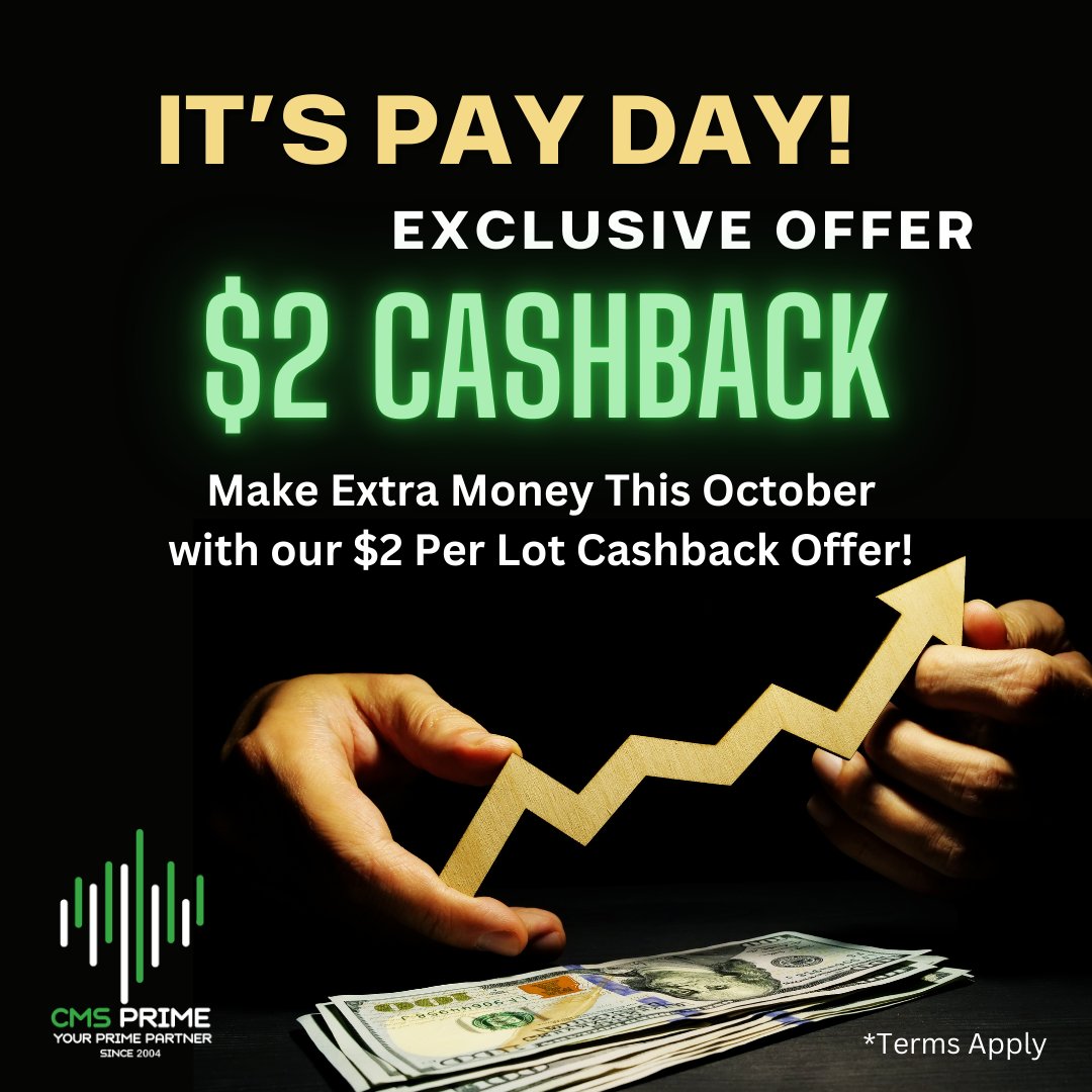 Make extra money this October with our $2 cashback offer! 💸

Oct 1st to Oct 31st, traders will receive $2 cashback for each lot traded in FX and metals! 🎯💰

Minimum of 100 lots required.
IB's Not Included*

Register now and claim the offer👇: 
cmsprime.com/register/