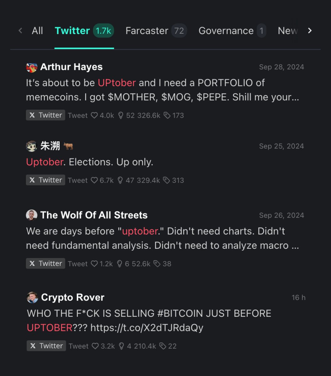 KaitoAI's tweet photo. I vote for Uptober without mentioning it.

Some of the tweets... https://t.co/pE518E4Rzs