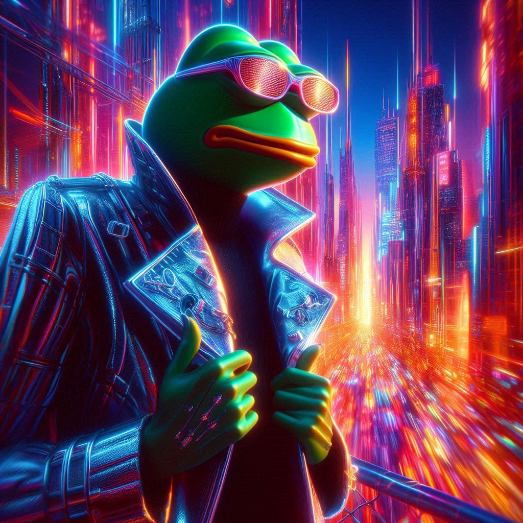 123yyv's tweet photo. Gm🏙️Pepe just leveled up to full cyberpunk mode ⚡️ Power hours in full effect! Who else is ready for the future? #CyberPepe #Cyberpunk #FutureIsNow #Pepe #PowerHours #Uptober $Pepe #NFT #Bitcoin https://t.co/emFAD8zRNf