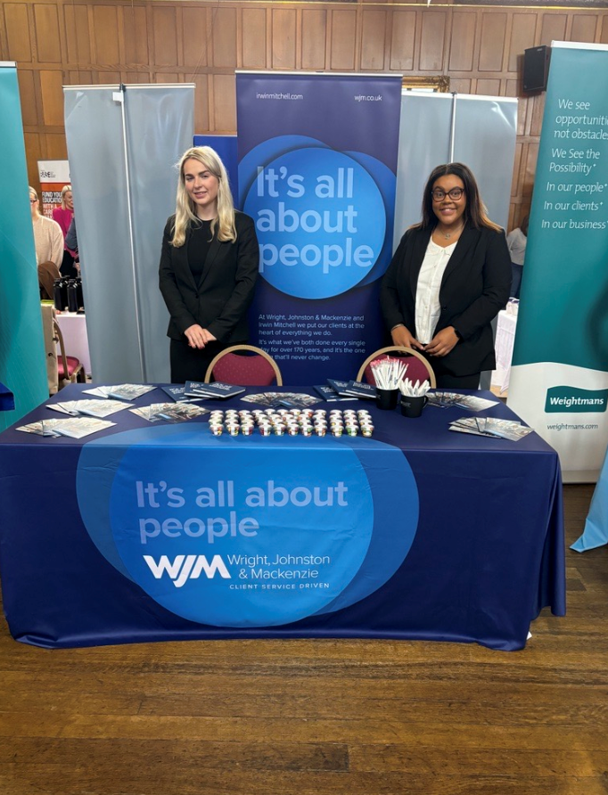 WrightJohnston's tweet image. Today our trainees Olivia Finnie and Patricia Gillen are at the @aberdeenuni Law Fair. They are set up at stand 33 at Elphinstone Hall, and will be there from 11am-3pm, so pop by and find out more about trainee life at WJM!⚖️