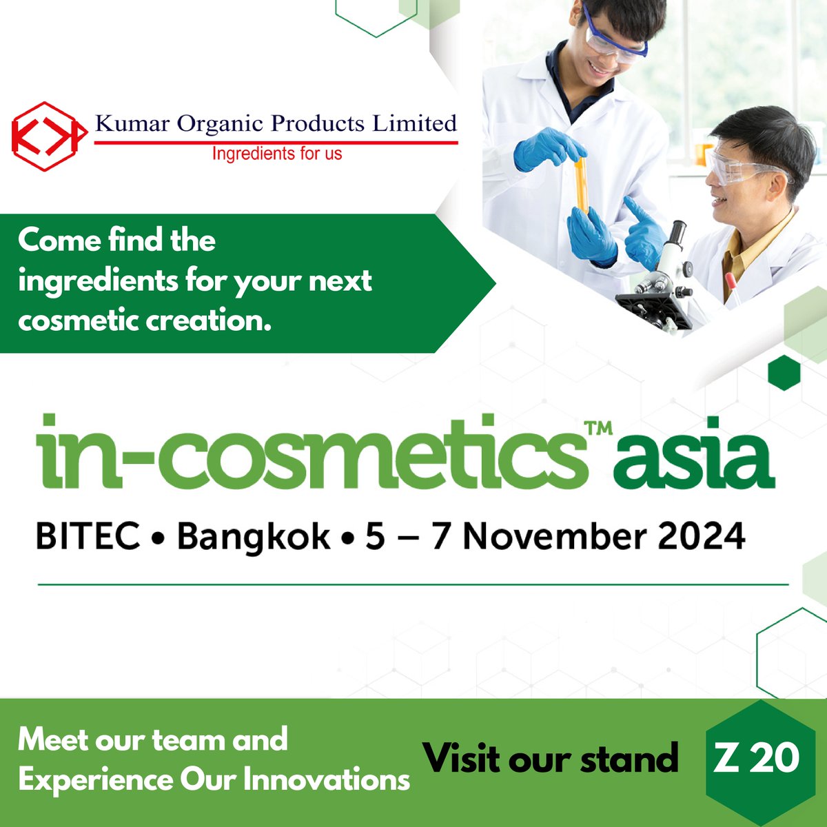 KumarOrganic's tweet photo. We’re attending #InCosmeticsAsia 2024 in Bangkok from Nov 5-7. Visit us at Stand Z20 for the latest in personal care ingredients!

📅 Schedule a meeting at kop@kumarorganic.net.

https://t.co/qv0CSKxFWg

#CosmeticScience #KOPL #ingredients #activeingredients #PersonalCare https://t.co/iikHqnDJuE