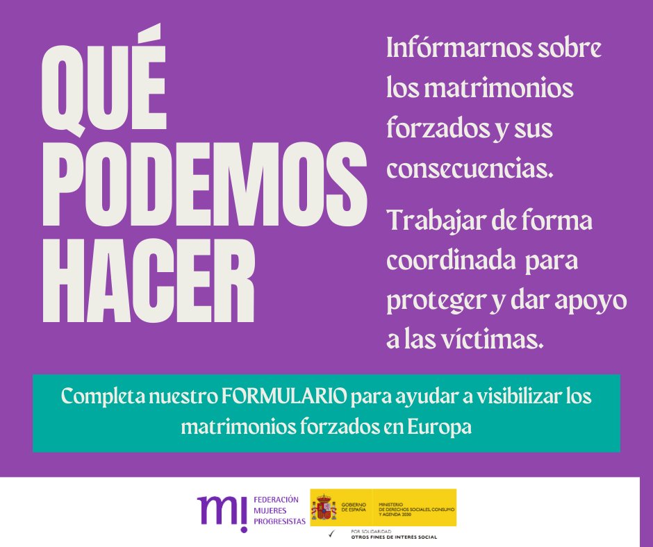 fmprogresistas's tweet photo. 📣Desde #ALIANZAS: Análisis comparado de estrategias frente a #matrimoniosforzados, buscamos mejorar la respuesta institucional
🔍Comparamos enfoques de protección en distintos países europeos (Bélgica, Reino Unido y España).
📝 ¿Te gustaría participar?https://t.co/MPjnVVVHqz https://t.co/BCDTASZuuw