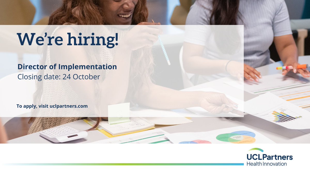 UCLPartners (@uclpartners) on Twitter photo We're hiring!
We have a new and exciting role leading the implementation of healthcare innovations within our cardiovascular health programme.
Find out more and apply: uclpartners.com/vacancy/direct… We're hiring!
We have a new and exciting role leading the implementation of healthcare innovations within our cardiovascular health programme.
Find out more and apply: uclpartners.com/vacancy/direct…