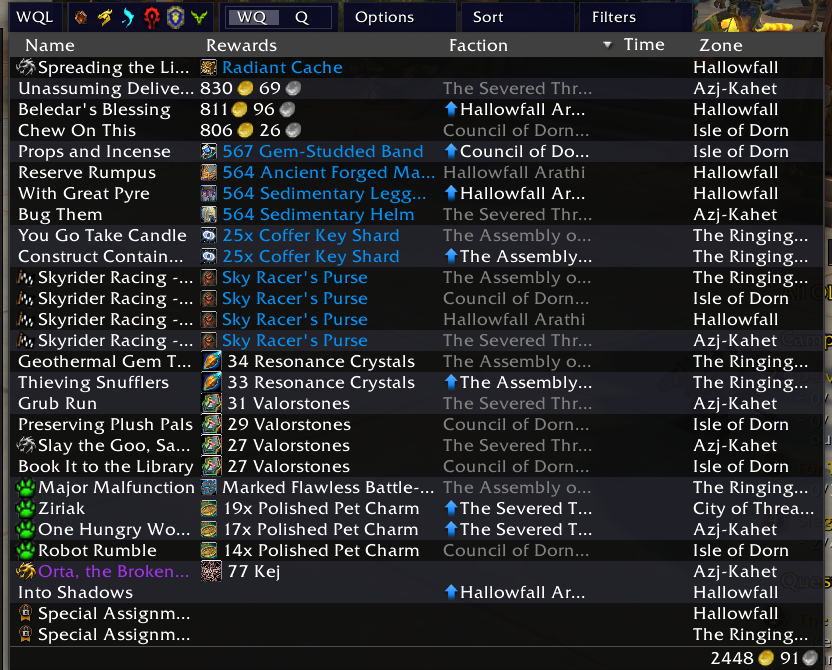 Sinistorm's tweet photo. @DiscordianKitty I use world quest list- it lists the world quests(Obviously) when the map is open. Any that dont provide rep, have the rep name greyed out - https://t.co/8Ua38rTkFi
