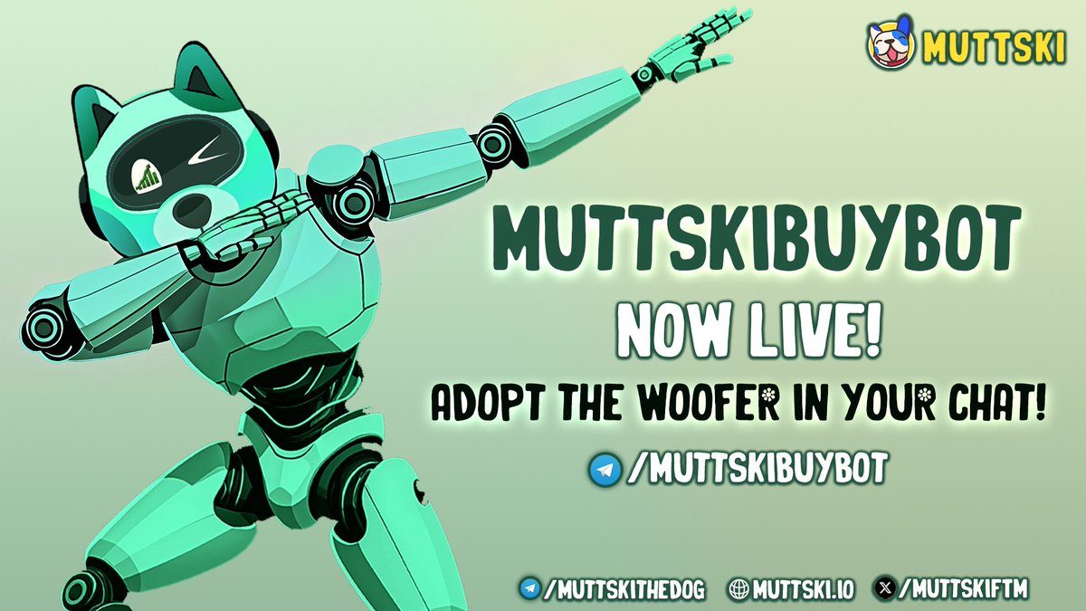 Thrilled to announce that Muttski Buy Alert bot is now live and can be used by teams in their telegram groups. The bot currently supports <a href="/Equalizer0x/">Equalizer 🌊</a>, <a href="/SpookySwap/">SpookySwap💥</a>, <a href="/WigoSwap/">WigoSwap</a> and <a href="/MemeboxFi/">Memebox</a> 🐶
More DEXs to be integrated very very soon!
Simply add the bot in your groups, admin and