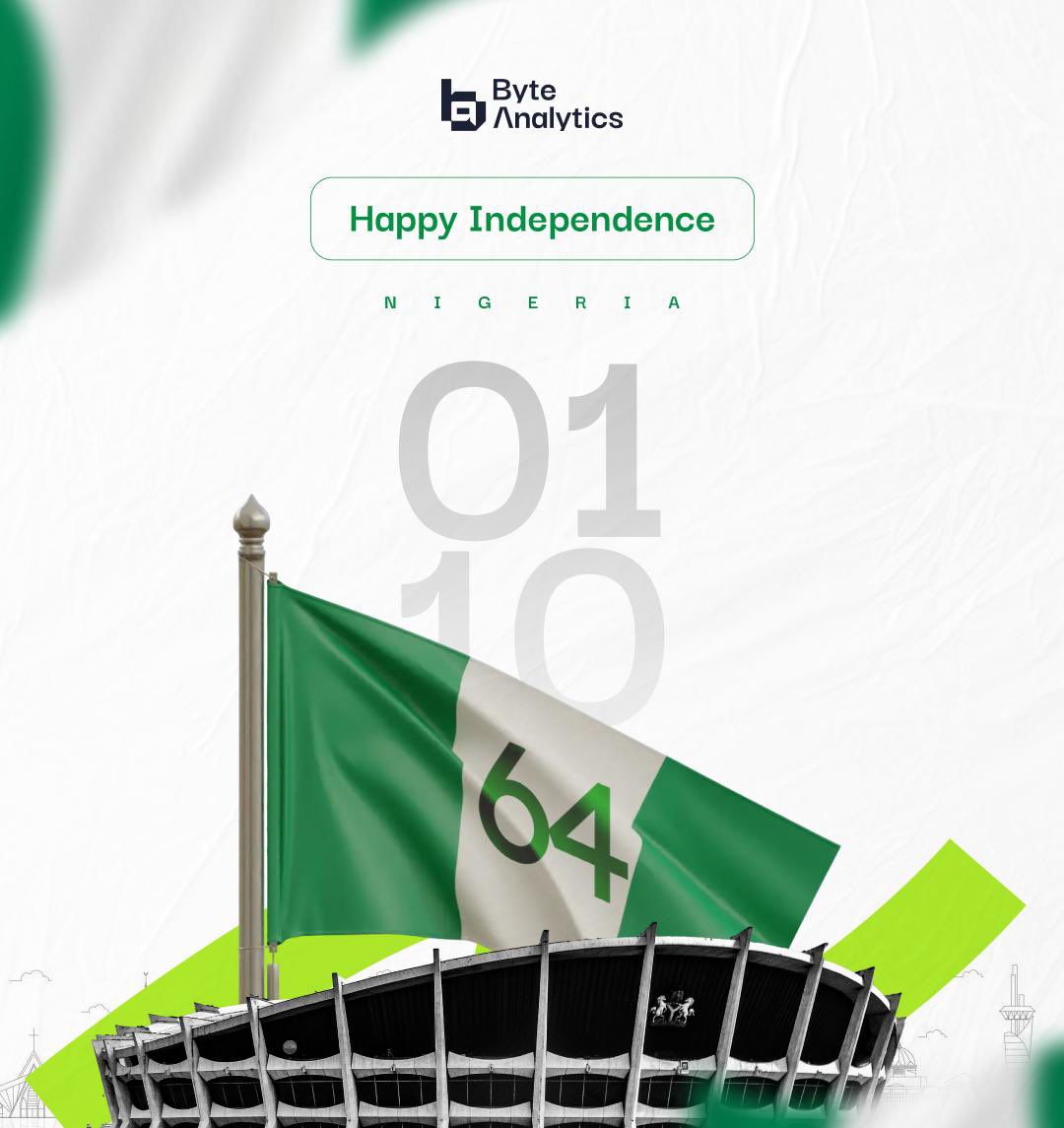 ByteAnalytics_'s tweet image. In the spirit of celebrating Nigeria’s 64th year of independence, mention one way Nigeria has helped your journey/career in tech
#nigeria@64 #techinnigeria #byteanalytics