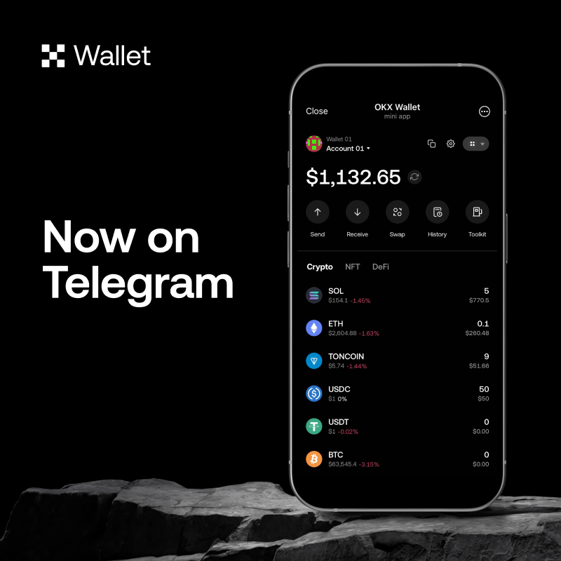 🚨 You're early for this one - meet the new OKX Telegram Wallet ⚡ 

Experience the compatibility and security you trust, now on Telegram, with more enhancements coming soon.

We're buidling hard on this. Try it and let us know your thoughts: t.me/OKX_WALLET_BOT