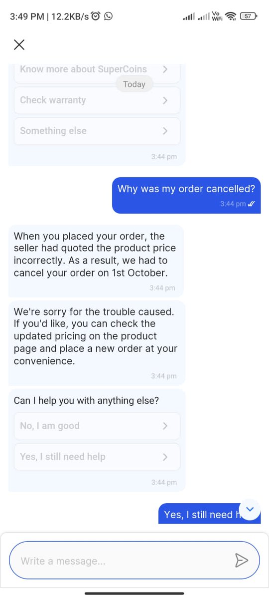 Udistnikhil's tweet image. #flipkartscam first they offer discounts then they cancel order stating these reasons. Play with customers. And force you to buy at higher price again. 

#Cheaptricks by #Flipkart