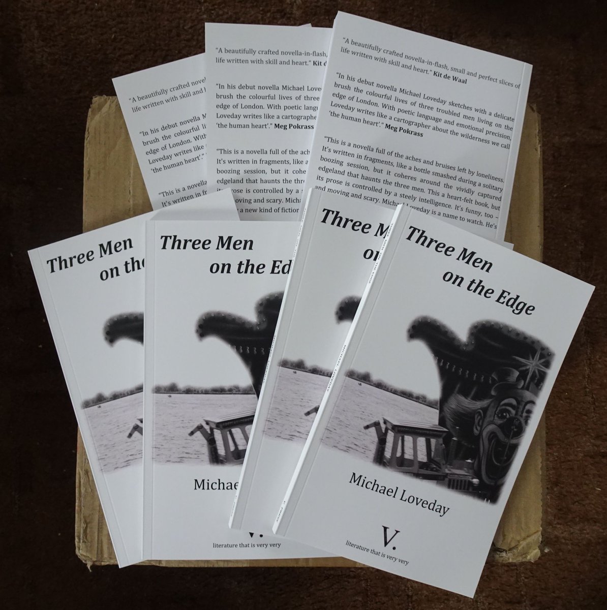 New print-run klaxon!!! Excited to get new copies of Michael Loveday's Saboteur Award Shortlisted flash fiction novella Three Men on The Edge! Get one while you still can!
buff.ly/2Cl9DmH &gt;
<a href="/pagechatter/">Michael Loveday</a>