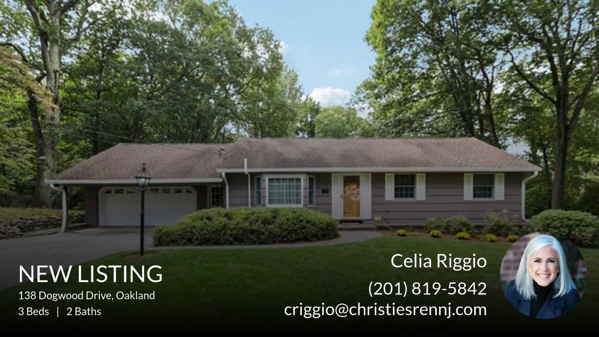 celrig's tweet image. 🚨 New Listing 138 Dogwood Drive, Oakland 🚨 Take a look at this wonderful new listing that just hit the market. Reach out here or at (201) 819-5842 for more information!!

Celia Riggio
Broker Associate
Christie's International Rea... homeforsale.at/138_DOGWOOD_DR…