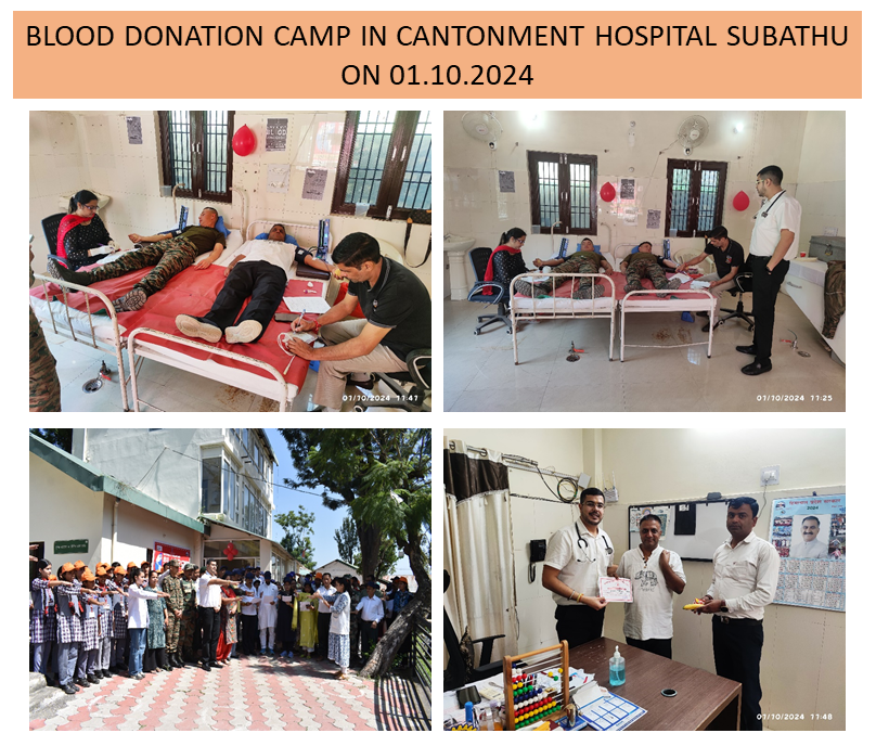 BoardSubathu's tweet photo. Donate blood, save lives! The Cantonment Board Subathu proudly organized a blood donation camp today. Thank you to all doner.
#SwachhataHiSeva2024 #SwachhBharatMission #Subathu #SwachhBharat
@SpokespersonMoD
@prodefencechan1
@MoHUA_India https://t.co/tfmOQtwKW9