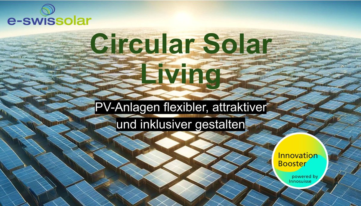 📢Unserem Projekt «Circular Solar Living» vom Innovation Booster <a href="/IB_FUS/">IB_FutureUrbanSociety</a>  wurde ausgezeichnet. 

Mitteilung: lnkd.in/dEbRHg9m
Zusammenfassung: lnkd.in/dT3w6xwK
Unterstützung: @Innosuisse
Umsetzung: <a href="/eswissolar/">e-swissolar AG</a>

#BlaBlaWasYersterday
#SusstainableSmartCities