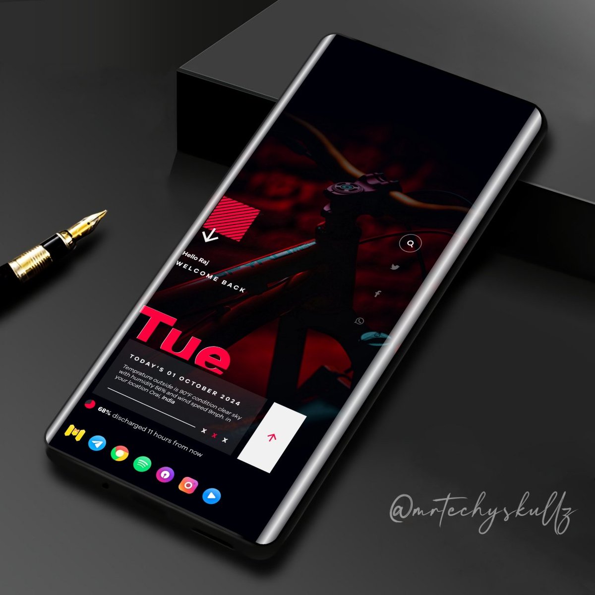 mrtechyskullz's tweet photo. #596 Homescreen Setup
.
➨ Launcher: Nova Launcher
➨ Widget: Flawless kwgt 
➨ Icon Pack: Nebula Icon Pack
➨ Wallpaper &amp; Apps Link in my Blog⤵️ 
https://t.co/qwjDw4MNTy https://t.co/RP66DnHNkR