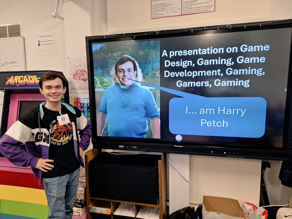 BlairgowrieHS's tweet photo. Thanks very much to @AbertayUni graduate and award @baftagames  winner Harry Petch for delivering an inspiring presentation to our pupils about pathways into the the games industry and insights into games design and development. @sourcepan #baftayg
@BlairgowrieComp @DYWTayCities https://t.co/gQbRHOB532