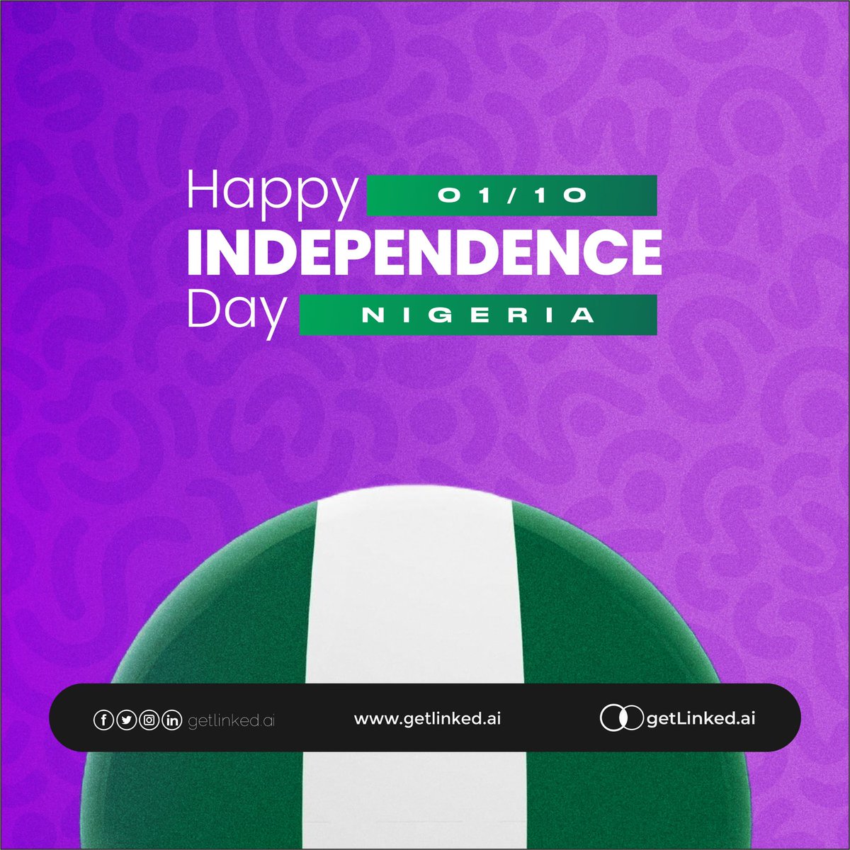 getLinkedai's tweet image. Let&apos;s renew our commitment to building a nation where justice and peace thrive💪

Happy Independence Day Nigeria!🇳🇬
#independenceday #happynewmonth #getlinked.ai