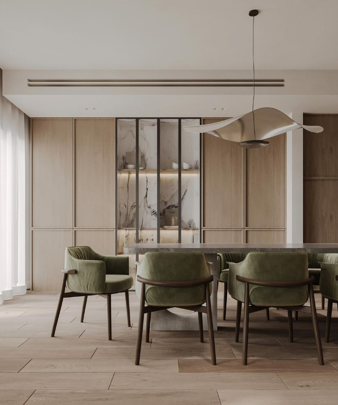 Discover elegance with this stunning dining room designed by Lotfy Husayn. Where every detail is crafted to create unforgettable dining experiences.