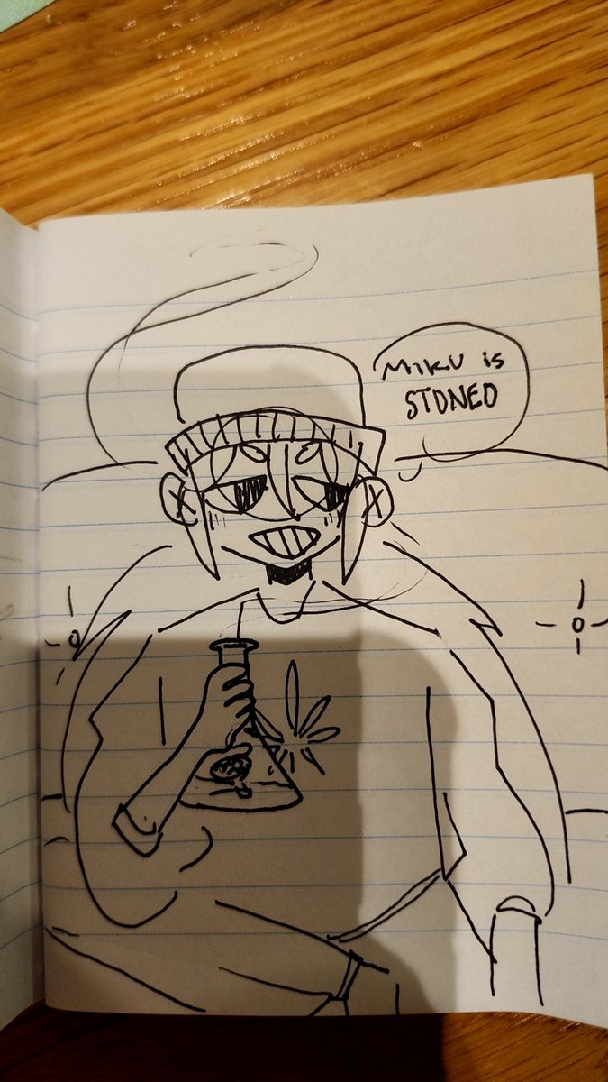 aeluris_'s tweet photo. Hey yall decided to draw miku in my culture STONER MIKU
(so white and American that the only interesting thing about me is I'm a stoner and like Hatsune Miku)

Hope yall enjoy i know I did! https://t.co/DjLI2UKtV1