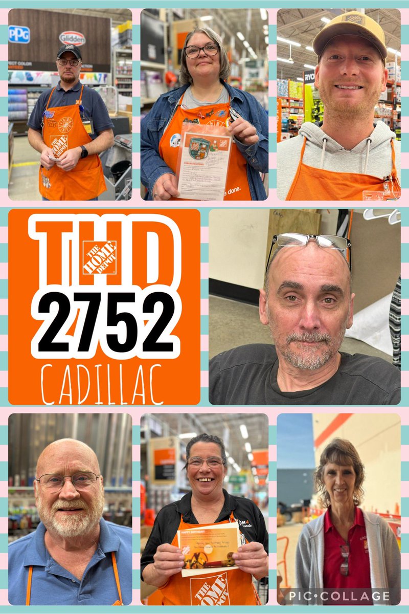 HomeDepotCadill's tweet photo. The associates of the month for August 2024 were Eric-D. S., Kristie- Specialty, Steve T- Service Desk, Steve M- Freight, Kathy- MET, Jill- Cashier, and Monty- Sales! Congratulations π #cadillac2752 #associateofthemonth #ourMETrocks https://t.co/xGAfLUn24d