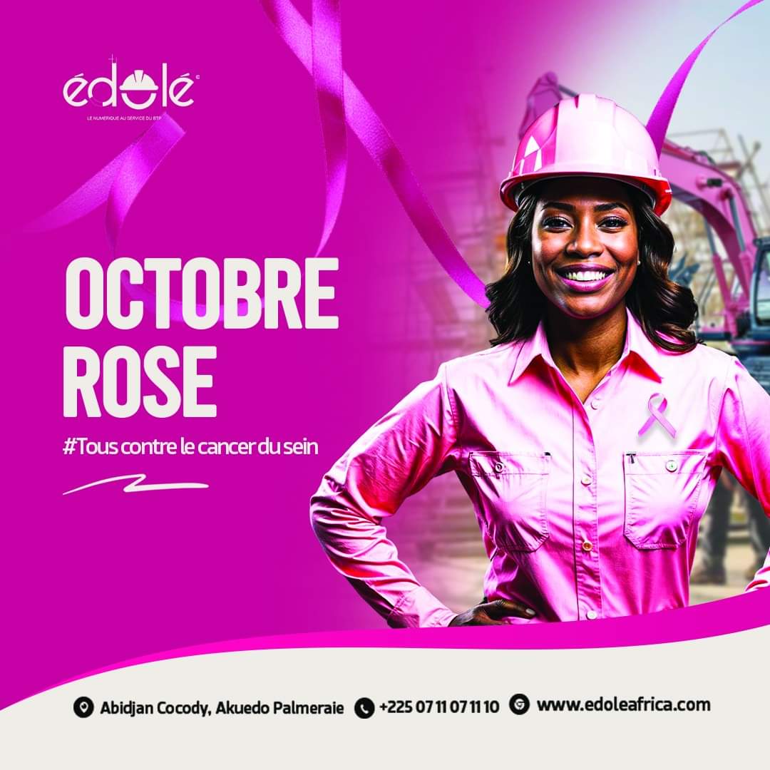 Bienvenue en octobre. 

Nous nous joignons au reste du monde et sommes engagés durant tout ce mois pour la lutte contre le cancer du sein.
#EACI #BTP #CIV225 #EdoleAfrica #octobrerose