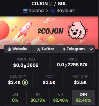 cojoncoin's tweet photo. @cryptogems555 $COJON on Solana. Nothing else to say.
EYpbFTJYv91qqYSRZoKgnxLvBQGurYq4w7djrpPyd4T8 https://t.co/NwlRkPjaUC