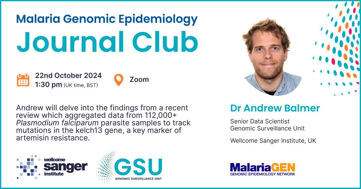MalariaGEN (@malariagenomics) on Twitter photo Our October Journal Club is all about drug-resistant #malaria parasitesđź’Š
Dr Andrew Balmer will delve into a recent review that maps data from 112,000+ P. falciparum genome sequences worldwide to track kelch13 mutations: biorxiv.org/content/10.110…
Register: sanger.zoom.us/webinar/regist… Our October Journal Club is all about drug-resistant #malaria parasites💊
Dr Andrew Balmer will delve into a recent review that maps data from 112,000+ P. falciparum genome sequences worldwide to track kelch13 mutations: biorxiv.org/content/10.110…
Register: sanger.zoom.us/webinar/regist…