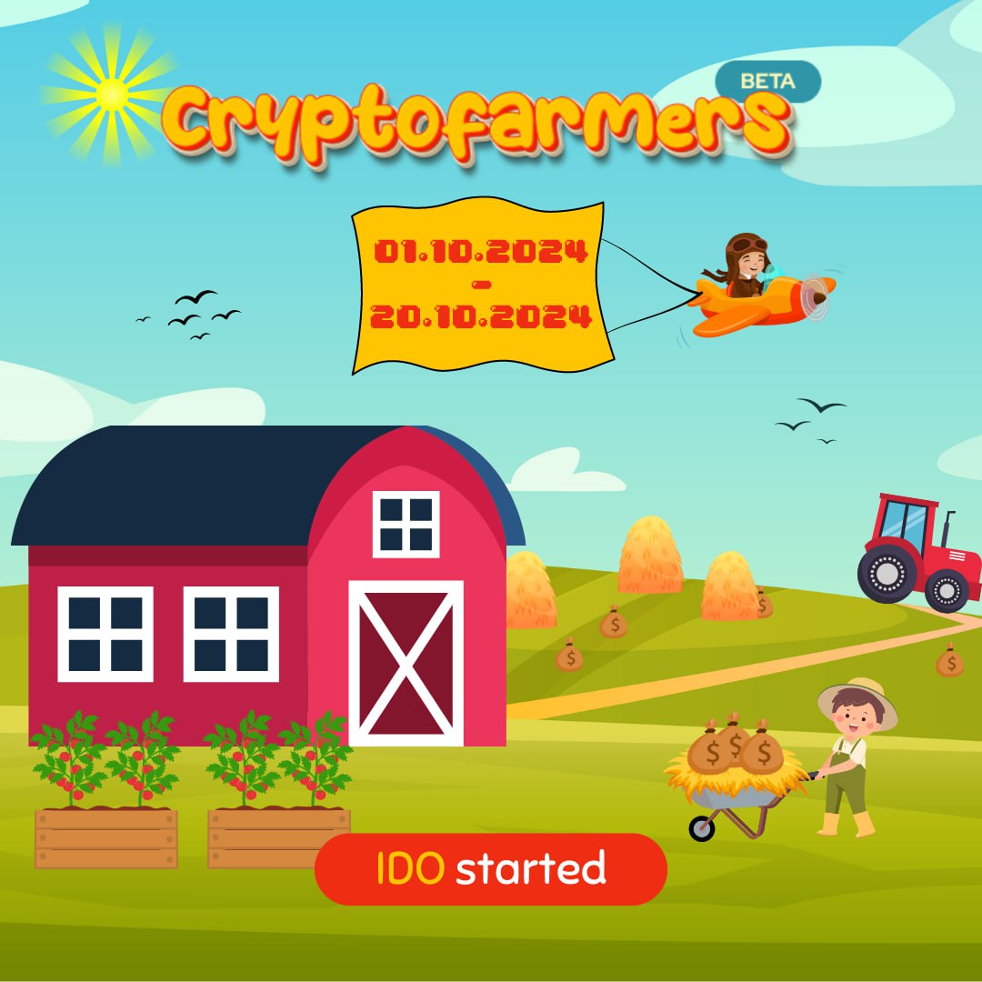 🎉 Cryptofarmers IDO is NOW LIVE! 🎉

⏳ Tokensale Period: October 1 to October 20, 2024

📍 Website: cfm.cx/token-sale/

Current Token Price: 0.40 USDT

Minimum Purchase: From 200 USDT

Maximum Purchase: Up to 3000 USDT

🎉First 30 people to buy with 1 transaction of 3000