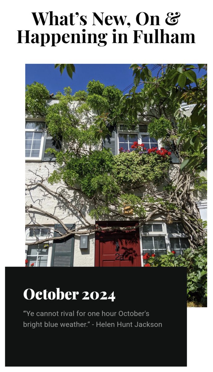 Oct is here &amp; a new issue of Urban Village LDN is out! This month features two events that give back to our community, music offerings from jazz to karaoke &amp; a new 10k run here in Fulham urbanvillageldn.com #fulham #supportlocal #community #whatson #urbanvillageldn