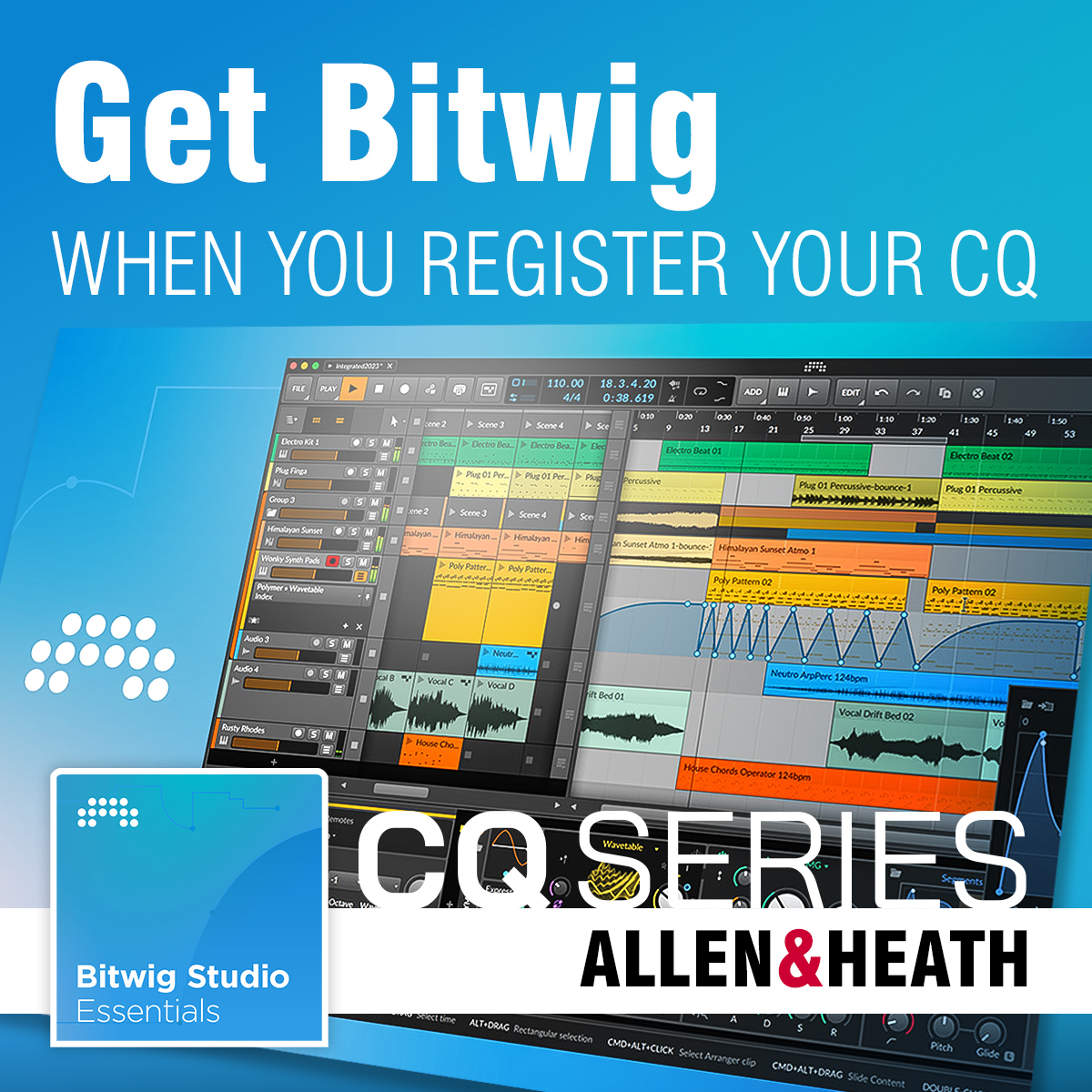 📣 Get Bitwig Essentials for FREE this October by registering your CQ and completing a quick survey 📣

Just register your CQ and confirm you're happy to receive emails so we can send through the survey, followed by your copy of Bitwig Studio Essentials: allen-heath.com/register-a-pro…