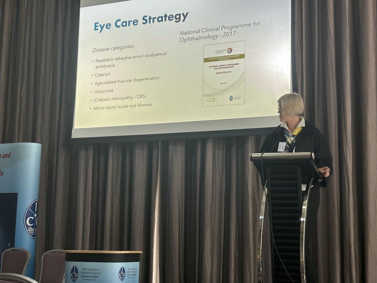 eyedoctorsIRL's tweet photo. Developing the Eye Care Strategy: where to next? Ms Aoife Doyle Clinical Lead for #ophthalmology @HSE_CDI discusses background to #eyecare strategy & expanding need for development of the modernised #carepathways #cararact #paediatric #glaucoma #medicalretina #eyecareinfocus24 https://t.co/qjWLI4HDaa