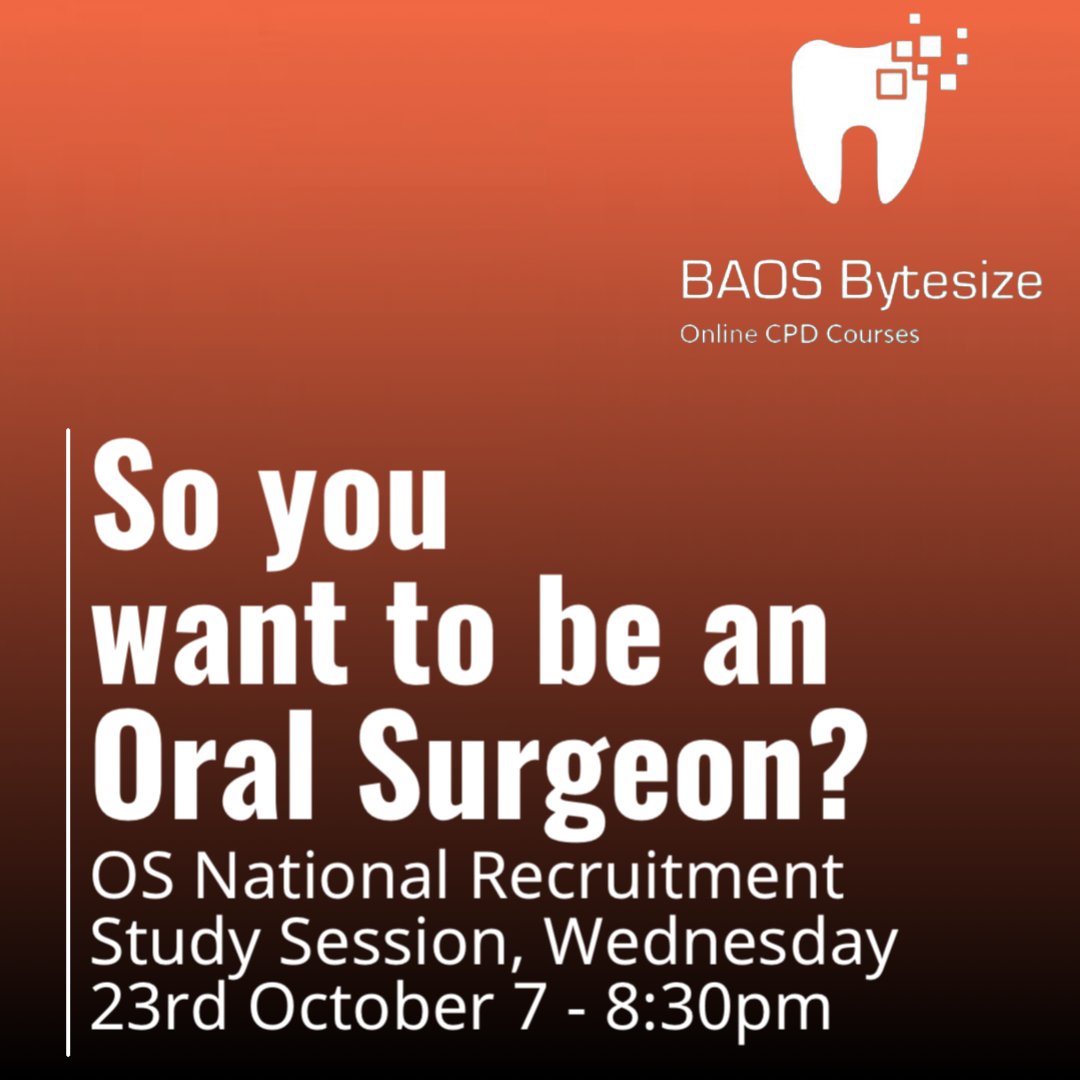 Do you want to be an Oral Surgeon? Thinking of applying to speciality training? 
🤔

Join our recruitment webinar on Wednesday 23rd October! 

Follow the link in our bio or here for all the details and to book: api.ripl.com/s/jxpq2l

#OralSurgery #Dentistry #BAOSUK