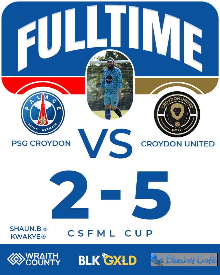 Palace St Germain Reserves (@psg_croydon) on Twitter photo Not the result we wanted but well done <a href="/CroydonUnited/">Croydon United FC</a> ! A good performance from the opposing team 🤝
Scorers:
Shaun.B ⚽️
Kwakye ⚽️
Sponsors: <a href="/wraithcounty/">Wraith County</a> | blk_gxld | Bluejaycafe Not the result we wanted but well done <a href="/CroydonUnited/">Croydon United FC</a> ! A good performance from the opposing team 🤝
Scorers:
Shaun.B ⚽️
Kwakye ⚽️
Sponsors: <a href="/wraithcounty/">Wraith County</a> | blk_gxld | Bluejaycafe