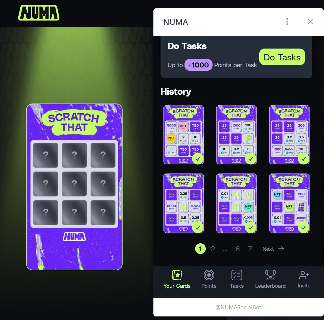 JamesB4Crypto's tweet image. There are just a few new projects I really believe in and @NUMAsocial is at the top. The perseverance and tenacity of this creative team is unmatched.

To add the already numerous opportunities to get an airdrop they created #ScratchThat. They even included $TON and #NFT rewards.