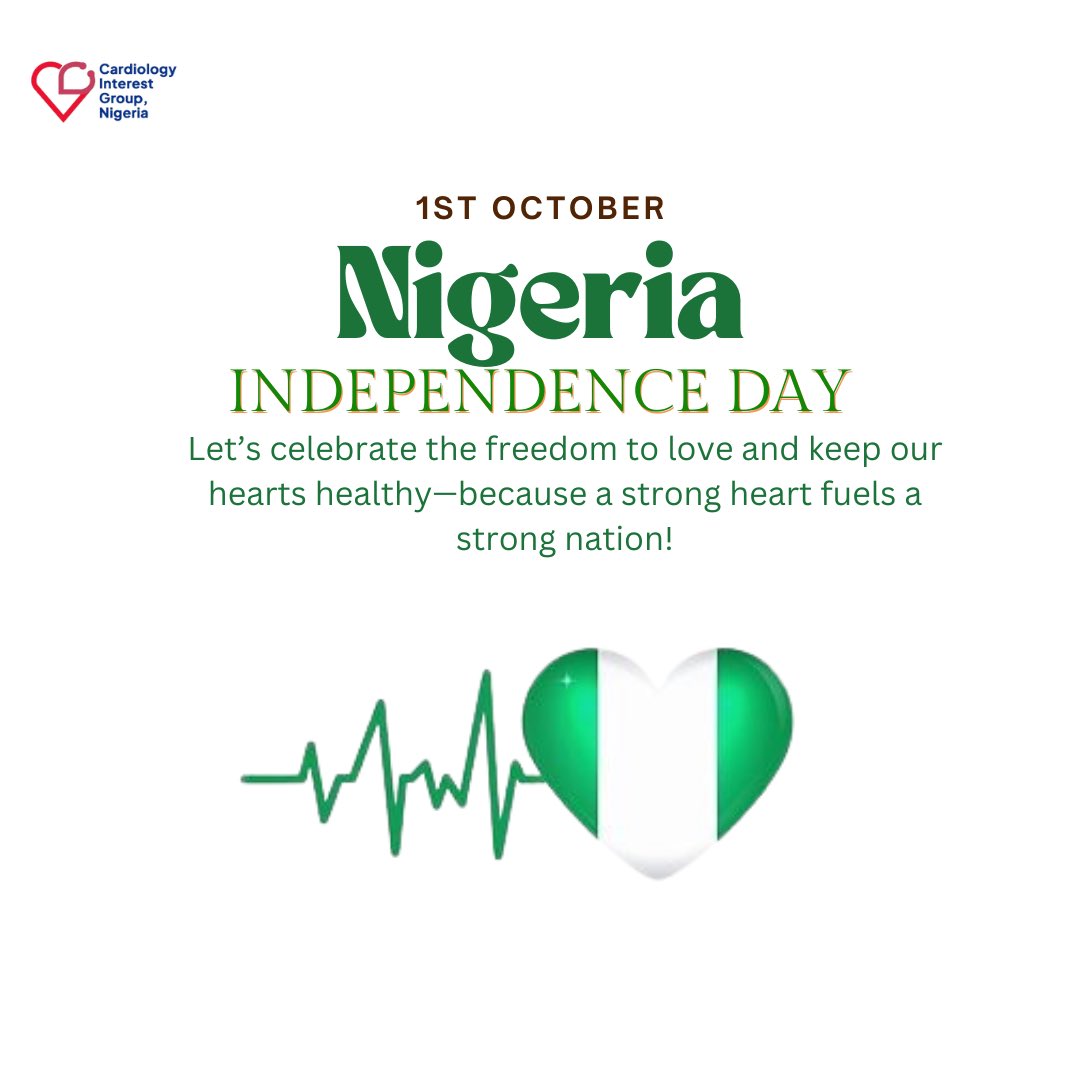 cardioIGnigeria's tweet photo. On this Independence Day, as we celebrate a strong heart that fuels a strong nation, and together, we can create a vibrant future filled with love, joy, and health for all!

#CIGN #independenceday https://t.co/y8LYfD71Fq