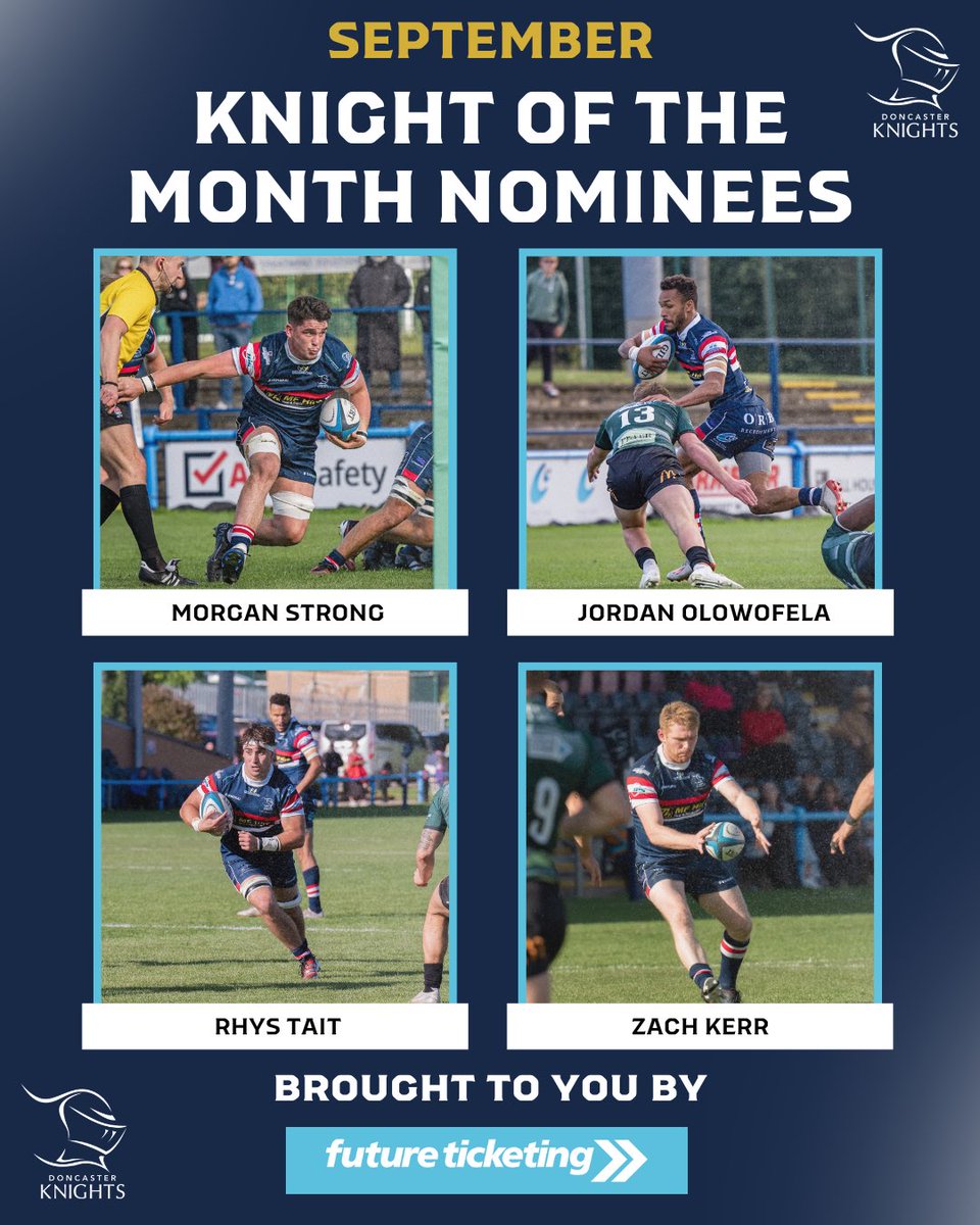 Doncaster Knights 🏉 (@doncasterknight) on Twitter photo KNIGHT OF THE MONTH IS BACK🔥
Thanks to <a href="/FutureTkting/">Future Ticketing</a> we are pleased to share that our ‘Knight of the Month’ award is making a return💪🏻
Here are the nominees for September👀
Who is your Knight of the month?⚔️ KNIGHT OF THE MONTH IS BACK🔥
Thanks to <a href="/FutureTkting/">Future Ticketing</a> we are pleased to share that our ‘Knight of the Month’ award is making a return💪🏻
Here are the nominees for September👀
Who is your Knight of the month?⚔️