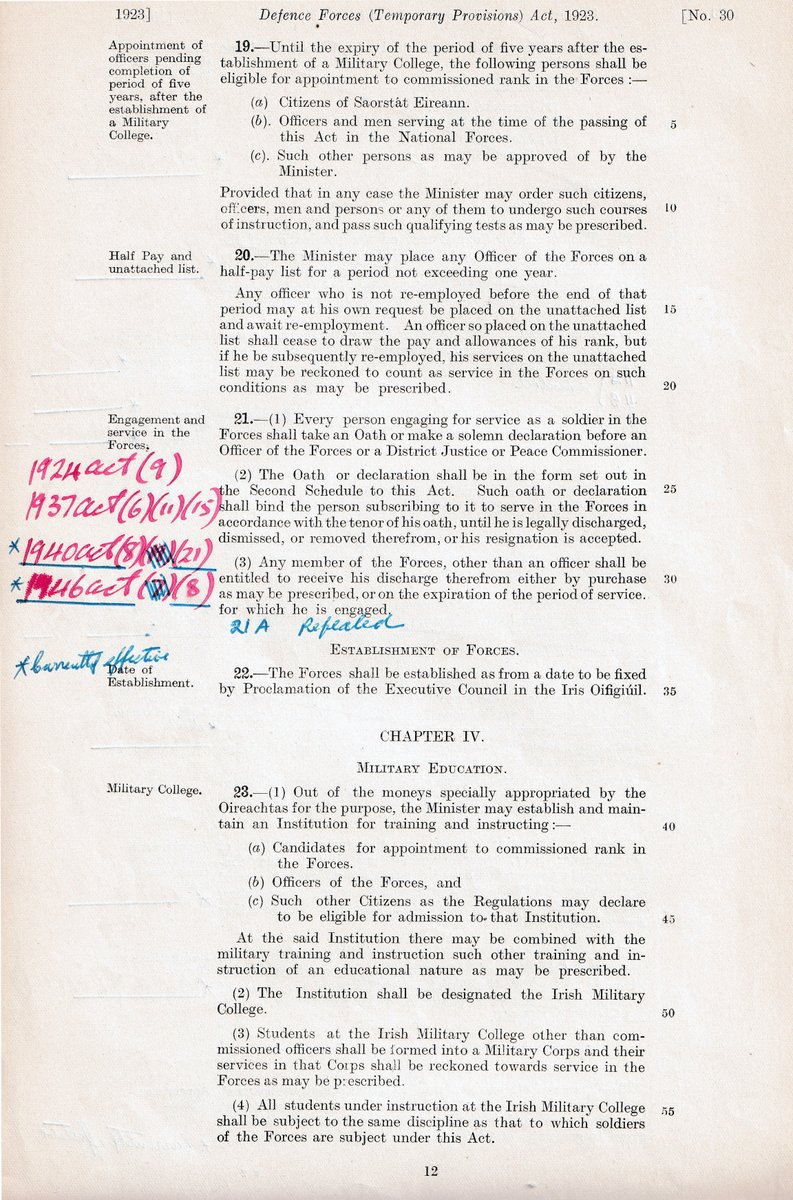 #𝐎𝐓𝐃 𝟏𝟎𝟎 𝐲𝐞𝐚𝐫𝐬 𝐚𝐠𝐨 𝐭𝐡𝐞 𝐃𝐞𝐟𝐞𝐧𝐜𝐞 𝐅𝐨𝐫𝐜𝐞𝐬 𝐰𝐚𝐬 𝐨𝐟𝐟𝐢𝐜𝐢𝐚𝐥𝐥𝐲 𝐞𝐬𝐭𝐚𝐛𝐥𝐢𝐬𝐡𝐞𝐝.

Extract from the Defence Forces (Temporary Provisions) Act 1923.

The Military Archives: COS/1074