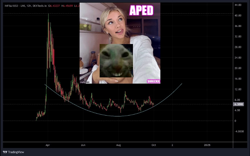 rutradebtc's tweet photo. Everyone wants to buy a mooning chart, but nobody is willing enough to bet on red days.

$INFRA is down 85% from its ATH and accumulation is happening in a big range.

With a cloud computing narrative, the market cap is just 6.4M, and the fully circulating supply is 1M. V2 staking is coming soon.

I expect it to resend in the upcoming weeks. I've bagged it for the mid-term.

CA: 0xe9eccde9d26fcbb5e93f536cfc4510a7f46274f8