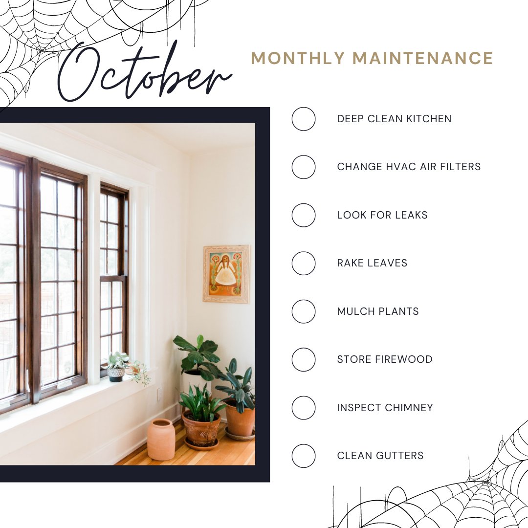 JustinMAdamsORL's tweet photo. 👻Your OCTOBER Monthly Home Maintenance Tips! 🛠️

Keep your humble abode in top shape! 🌟 These are all simple tasks that go a long way in protecting your home. Happy maintaining! 😊 
.
.
.
.
.
.
#HomeMaintenance #GutterCare #HappyHome https://t.co/tFuG8VCCYc