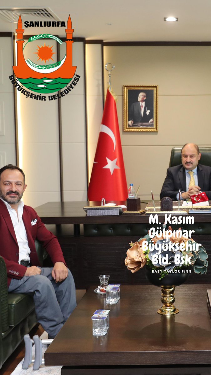 Şanlıurfa Büyükşehir Belediye Başkanı Sayın
Mehmet Kasım Gülpınar beyefendi'yi ziyaret edip müşterek gerçekleitireceğimiz proje hakkında istişarelerde bulunduk.